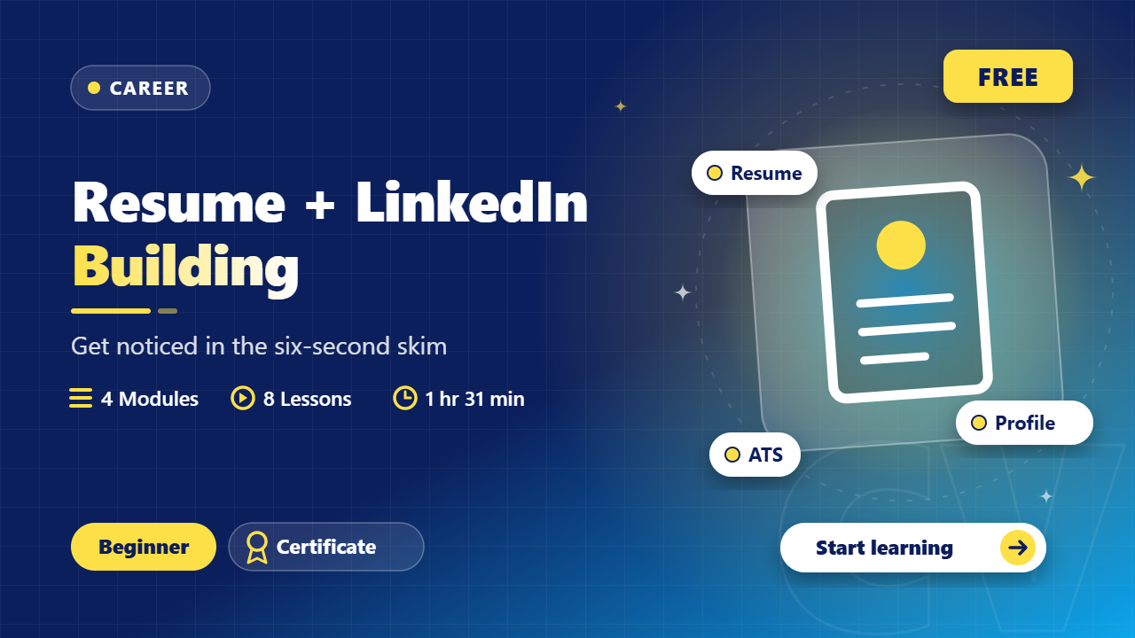 Resume and LinkedIn course cover
